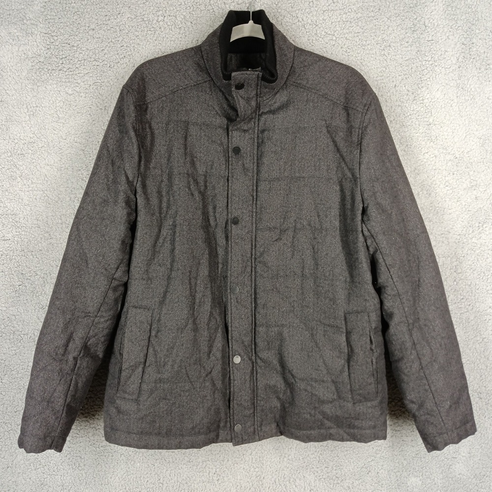 Cutter & Buck Men's Medium Puffer Jacket Insulated Quilted Button Front Gray